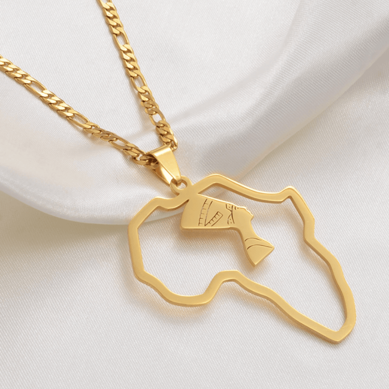 Queen Nefertiti in Africa Necklace - 18K Gold Plated